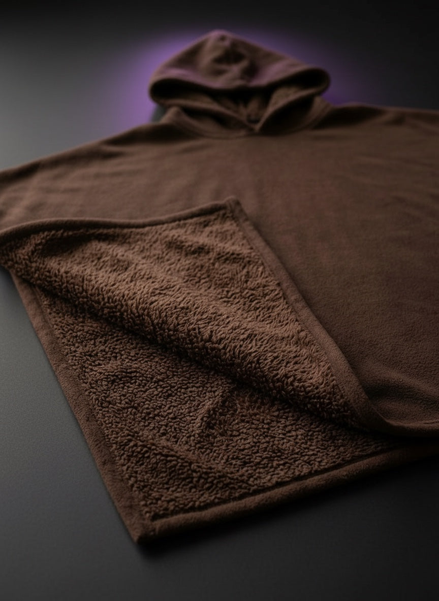 Legends Eden Hoodie in Cocoa Brown, fleece outer and plush lining detail