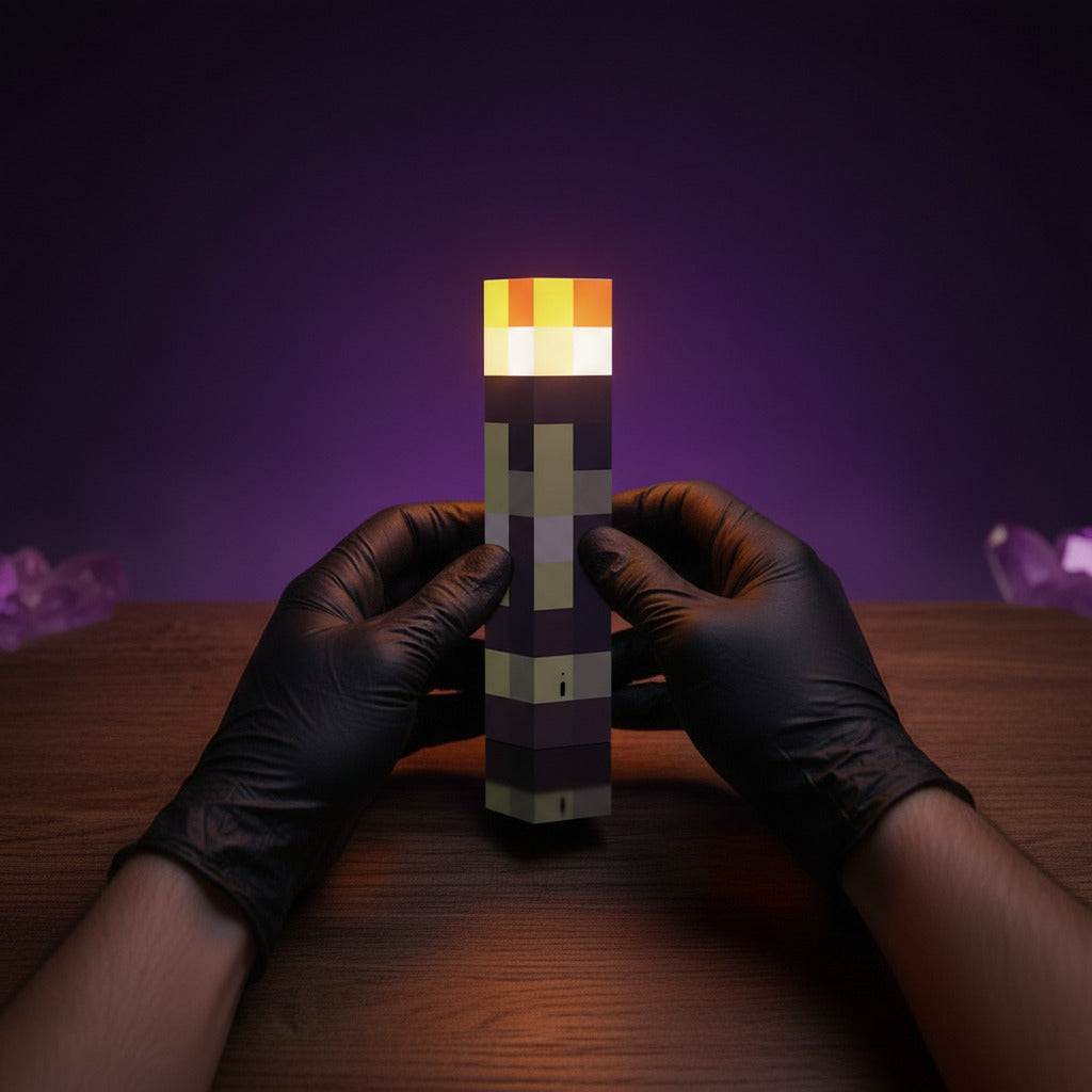 Pocket Era Overworld Lamp Torch held in black gloves