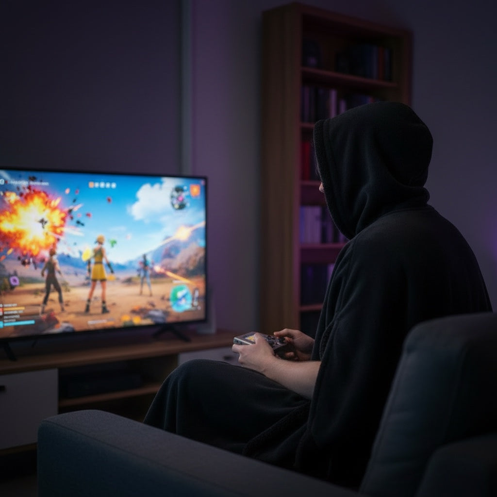 Legends Eden Hoodie lifestyle - couch night on the big screen