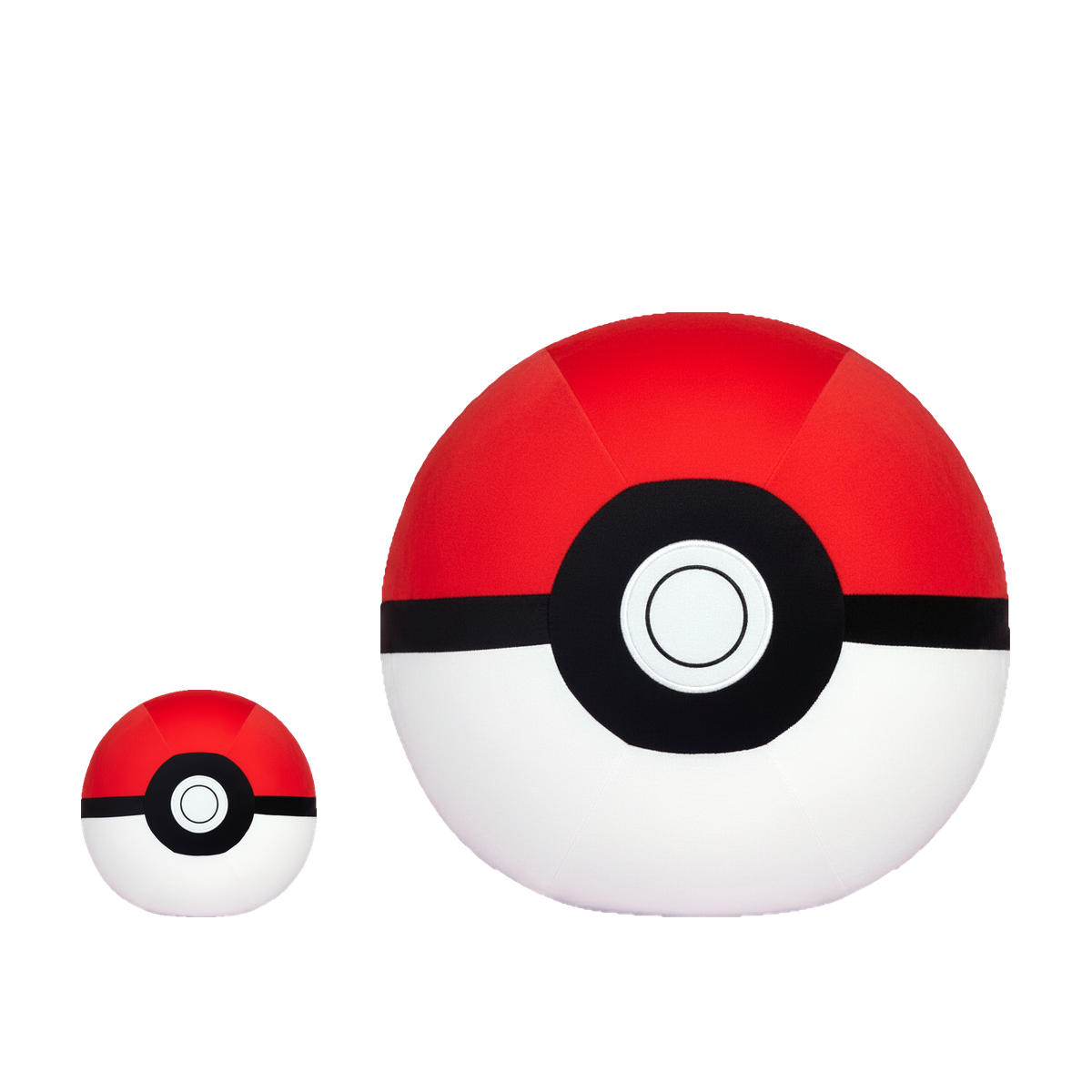 Poké Ball cushion, Small 12 cm and Large 32 cm side by side