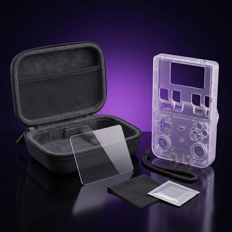 Pocket Era R36S Ultra protection kit: clear daily case, hard shell travel case and tempered glass screen protectors
