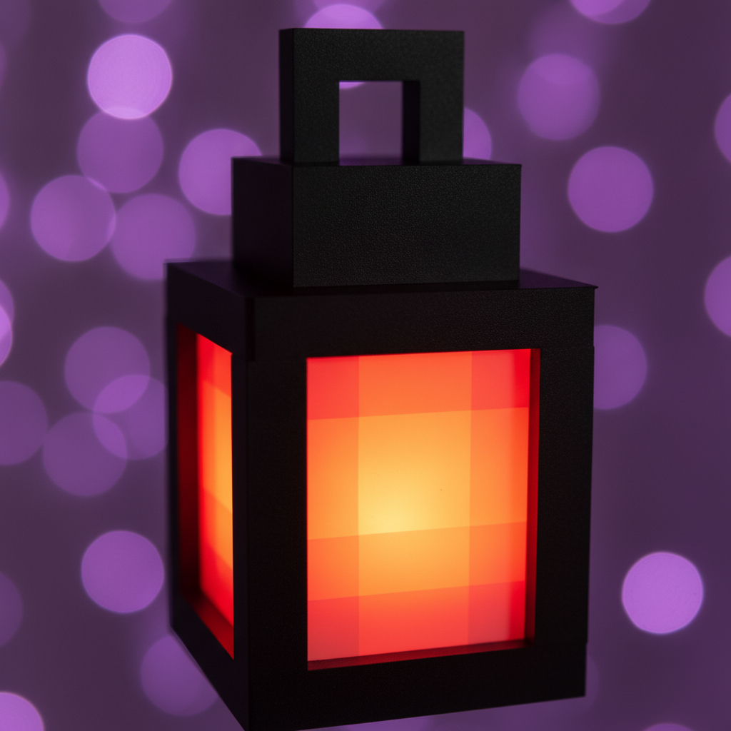 Overworld Lantern pixel window close-up