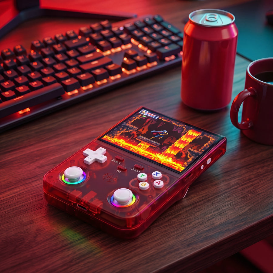 Pocket Era R36S Ultra lifestyle - Crimson Red